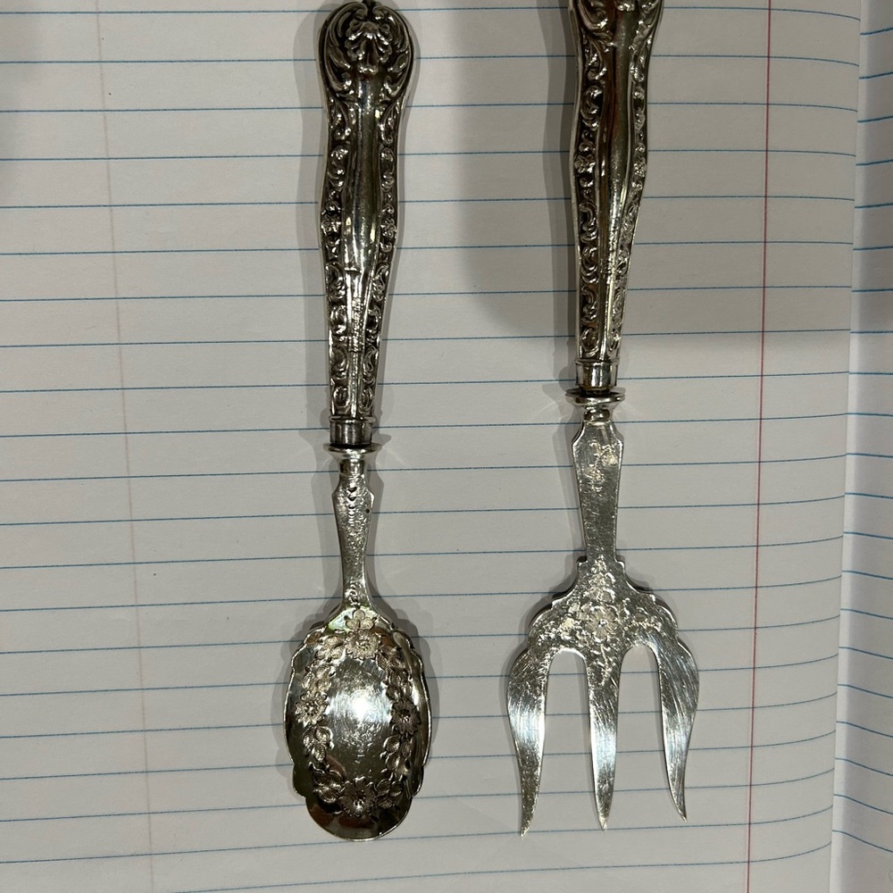 Matched Pair of Sterling Silver Toast Fork and Jam Spoon
